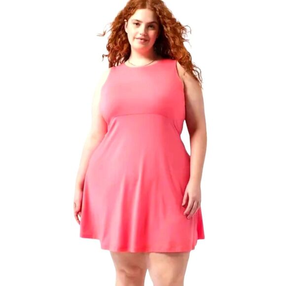Athleta Santorini Thera Dress Coral Petal Pink Sleeveless Short Stretch Modal 3X - Picture 2 of 11